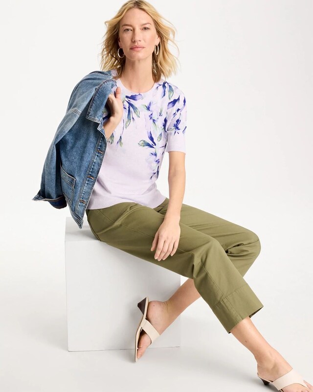 Ella Short-Sleeve Orchid Sweater - image 2
